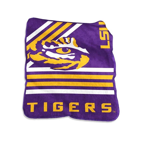 LSU Tigers Raschel Throw Blanket - Stripes Cover