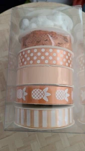 New GWEN STUDIOS RIBBON SET 6 rolls Peach tones 48 ft total 6 designs - Picture 1 of 3