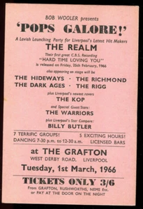 REALM / HIDEAWAYS + more :  original UK'66 Gig Flyer : MERSEYBEAT Beat ROCK - Bild 1 von 2