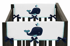 Blue Whale Front/Side Rail Guard Crib Cover Baby Teething Protector Wrap