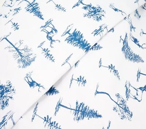 Northern Nights 400TC Cotton Sateen 4 Pcs Holiday Sheet Set White/Navy Cal.King - Picture 1 of 1