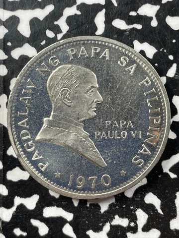 1970 Philippines 1 Piso Lot#M2234 High Grade! Beautiful! Papal Visit Cover
