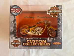 Vintage Metal Maxx - Harley Davidson FLSTF Fat Boy Yellow 1:17 Die Cast NIB