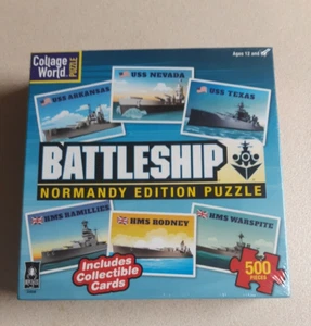 Battleship Normandy Edition Jigsaw Puzzle Collage World 500 Pieces W/ Cards New - Picture 1 of 7