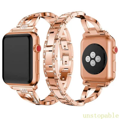 Correa de metal brillante para Apple Watch iWatch Series 10 9 8 Ultra 7 6 SE 5 4 3 2 Foto 1 de 4