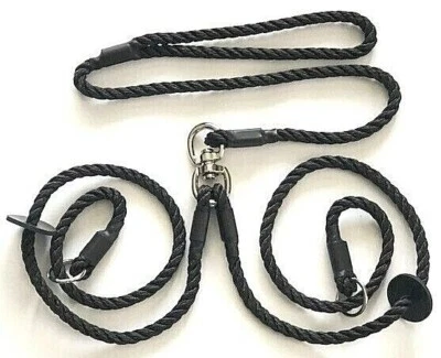 HANDMADE DOBLE/SOPORTE HECHO A MANO ENTRENAMIENTO PARA PERROS/CUERDA PARA MASCOTAS PLOMO DESLIZANTE CON GIRO NUEVO. 8 mm
