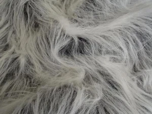 LONG Pile Fun Faux Fur Fabric Material - BLACK FROST - Picture 1 of 1