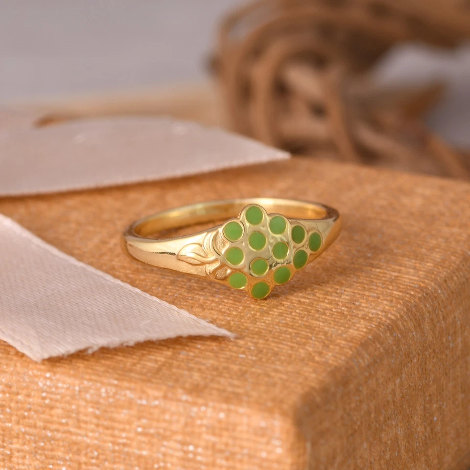 Anillo Esmalte Verde Chapado en Oro 18k Joyería de Frutas para Niños y Mujeres Joyería de Regalo Foto 1 de 4