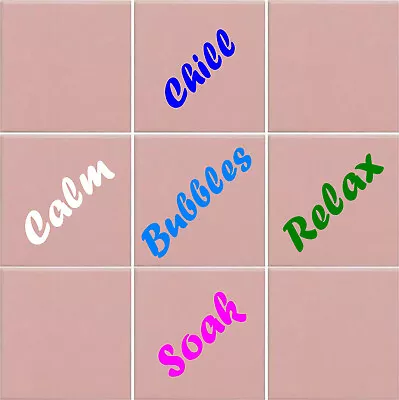 Bathroom Words Tile Transfers Stickers Bathroom Stickers Relax Soak Bubbles N150 - image 1 of 4
