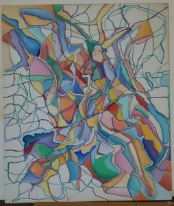 Abstract Art Original Neurographicaom "tare tuttare ture soha" Buddhism art 1970 - Picture 1 of 5