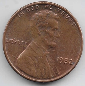 1982 Lincoln Memorial Penny großes Datum Kupfer 3,0 Gramm DDO doppelte Prägung Vorderseite - Bild 1 von 2