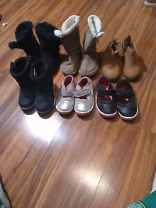 Lot Of 6 Toddler Girl's Shoes Size 7t Sneakers & Boots