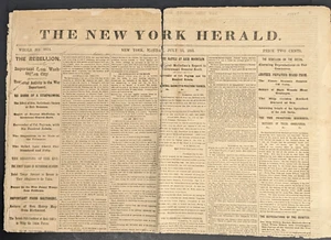Periódico The New York Herald 15 de julio de 1861 Contenido de la Guerra Civil - Imagen 1 de 5