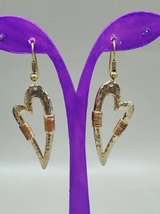 Vintage Brass & Copper Heart Earrings Set, Makers Mark Is John Johnson - Picture 1 of 3