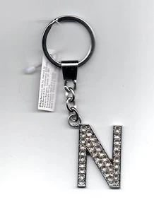 NEW! Rhinestone Bling Letter N Keyring / Keychain - Gift Idea - NEW IN PACK - Picture 1 of 1