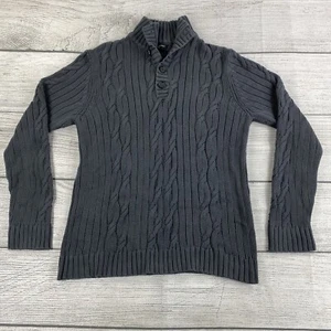 Banana Republic Cable Knit Fisherman Sweater Men Size Large Long Sleeves — Gray - Picture 1 of 7