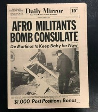 1971 APR. 13  NY DAILY MIRROR NEWSPAPER  *TERRORISM* CONSULATE BOMBED  PGS 1-35D