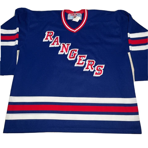 Vintage New York Rangers CCM Hockey NHL Jersey Blue Men's XXL/XL Embroidered Cover