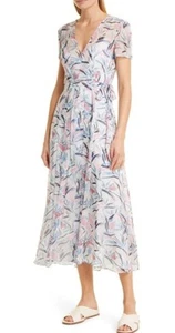 Maxi abito Club Monaco floreale pastello avvolgente scollo a V con fodera nuovo senza etichette Cottagecore - Foto 1 di 13