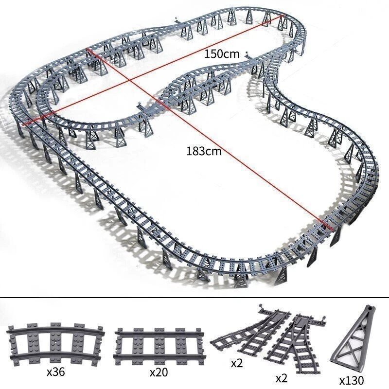 Track Straight Curved Crossing Rail for Lego Train Building Block DIY-40 Sets! - Image 1 of 4