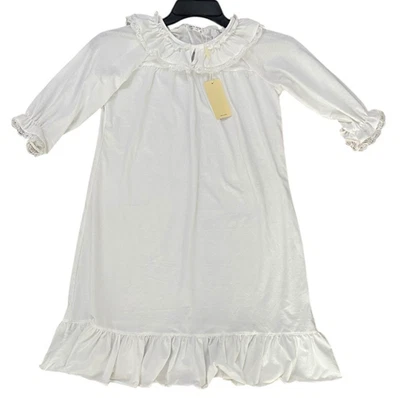 Ekouaer Girls White Ruffle Lace Nightgown Long Sleeve Pajama Dress Size 140 - Image 1 of 4