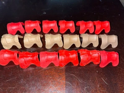 Timpo Toys - Tan & Red Roman Saddles 18 Total - Image 1 of 2