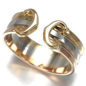 Auth Cartier Ring 2C Double C C2 3color SM EU50 18K 750 Yellow White Rose Gold - Picture 1 of 5
