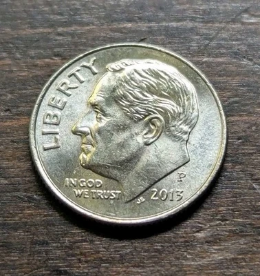 2013-P Roosevelt Dime DDO/DDR 10¢ Coin DOUBLE-DIE BOTH SIDES - Image 1 of 4