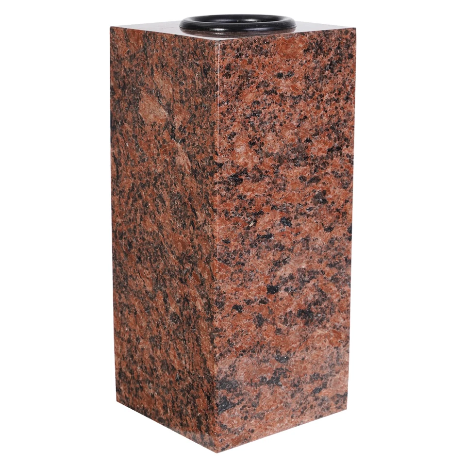 Grab-Vase Granit Vanga eckig Friedhof-Vase Grab-Schmuck Blumen-Vase Hochwertig - Bild 1 von 3