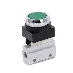 Mechanical valve Momentary 1/8" Thread 2 Position 3 Way Green Flat Push Button - Picture 1 of 2