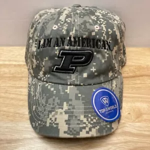 *NWT* PURDUE BOILERMAKERS Top of the World "I AM AN AMERICAN" Camo Hat *SCARCE* - Picture 1 of 7