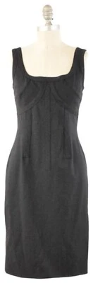 Vestido Charles Chang Lima 6 Gris Carbón Cuello Redondo Elastizado Ajustado Midi Funda Foto 1 de 4