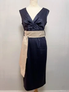 Next 8 gunmetal grey sleeveless dress cream silk sash tie occasion wedding party - Picture 1 of 11