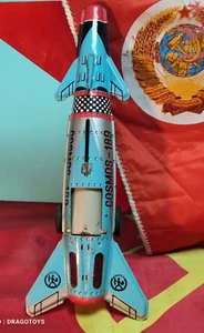 VINTAGE ROCKET COSMOS 189 FRICTION TOY 60s SPACESHIP ROMANIA AGATEX SOVIET ERA - Picture 1 of 24