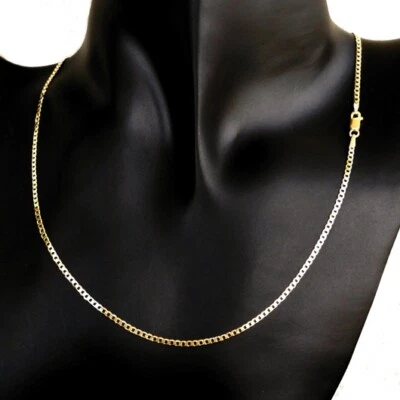 Cadena italiana oro 9ct bordillo corte diamante 2mm 45cm 18" 50cm 20" sólido UNOAERRE Foto 1 de 4