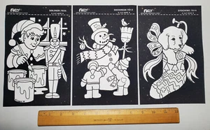 Vintage Western Graphics Fuzzy Glitter Poster Christmas Lot of 3 Loose 1999 - Picture 1 of 1