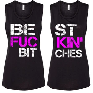 BEST BITCHES Couple SLEEVELESS TANK TOP Couple Best Friend Forever BFF 8803 - Picture 1 of 14
