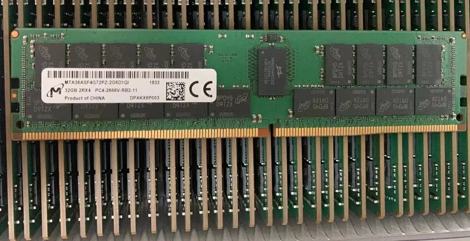 MT Micron 32GB DDR4 2666 2Rx4 PC4-21300 36ASF4G72PZ-2G6D1 288p Server RDIMM RAM - Image 1 of 1