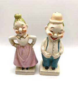 Vintage Turnabout Happy Sad Face Couple Salt and Pepper Shakers with Stoppers