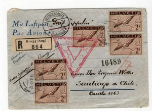 Switzerland 1933 airmail to Chile Zeppelin great franking scarce item TOP - Picture 1 of 2