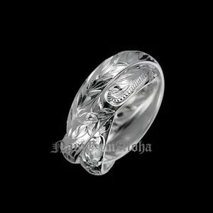 Hawaiian Ring Plumeria Maile Scroll Engraving 3 in 1 Sterling Silver Ring 1-TONE - Picture 1 of 3