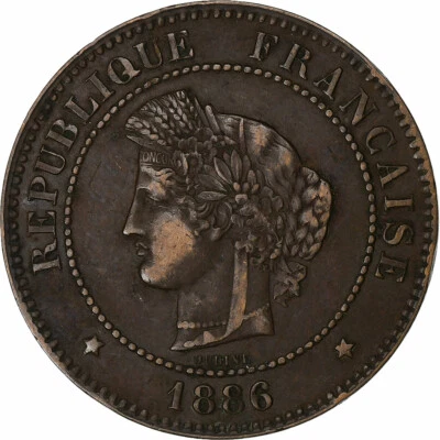 [#1164401] Coin, France, Cérès, 5 Centimes, 1886, Paris, EF, Bronze, KM:821.1 - Image 1 of 2