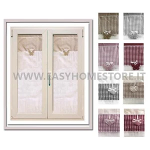 Coppia Tendine finestra porta finestra shabby Aria scozzesi con calamite - Foto 1 di 10