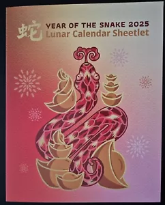 Christmas Island 2025 / Lunar New Year of the Snake Calendar Sheetlet Pack - Picture 1 of 4
