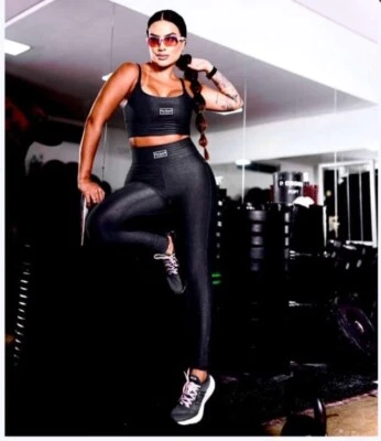 Ladies Gym Wear Womens Fitness Workout Sports Clothes Yoga Vest & Leggings Set - Image 1 of 2