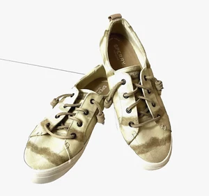 Sperry Top Sider Womens Brown Cream Comfort Sneaker Size 8.5M Slip On Canvas New - Picture 1 of 10