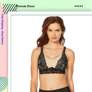 Rhonda Shear Molded Cup Lace Overlay Bra, Black, XL - Picture 1 of 1