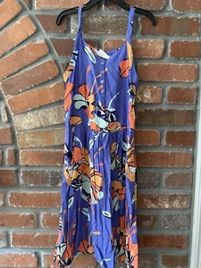 Crazy 8 Cotton Girls Dress Blue Purple Orange Beach Floral Flowers Size L 10-12 - Picture 1 of 5