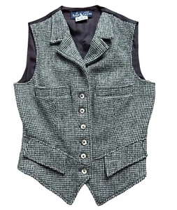 Vintage 70er Jahre Ralph Lauren braun Tweed Wolle Revers Weste Taillenmantel Henri Bendel - Bild 1 von 9