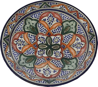 Moroccan Ceramic Serving Plate Handmade Pasta Bowl Wall Hanging 14inches X-large - Image 1 of 4